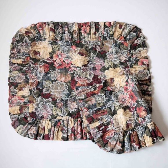 Set of 2 Vintage Cottagecore Floral Ruffle Pillow Shams Cases CoversStandard